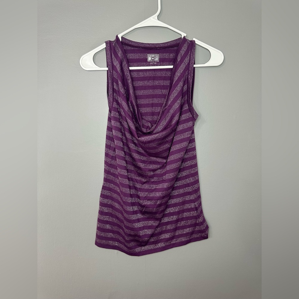 Converse Purple Striped scoop neck Tank Top